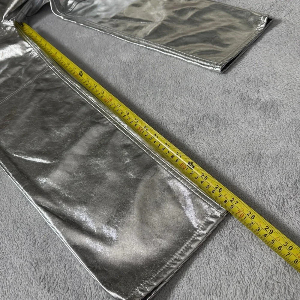 NWT Gap Cheeky Straight High Rise Pants 28 6R Metallic Silver Faux Leather